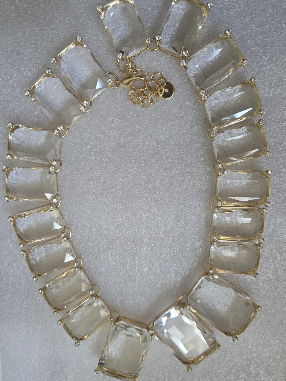 Massive Cubic Zirconia and Glass Stones 16"+3" Statement Choker Necklace, OS